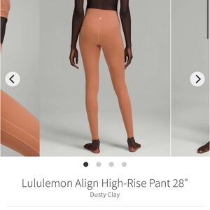 Lululemon Align High-Rise Pant 28” Dusty Clay Size 6